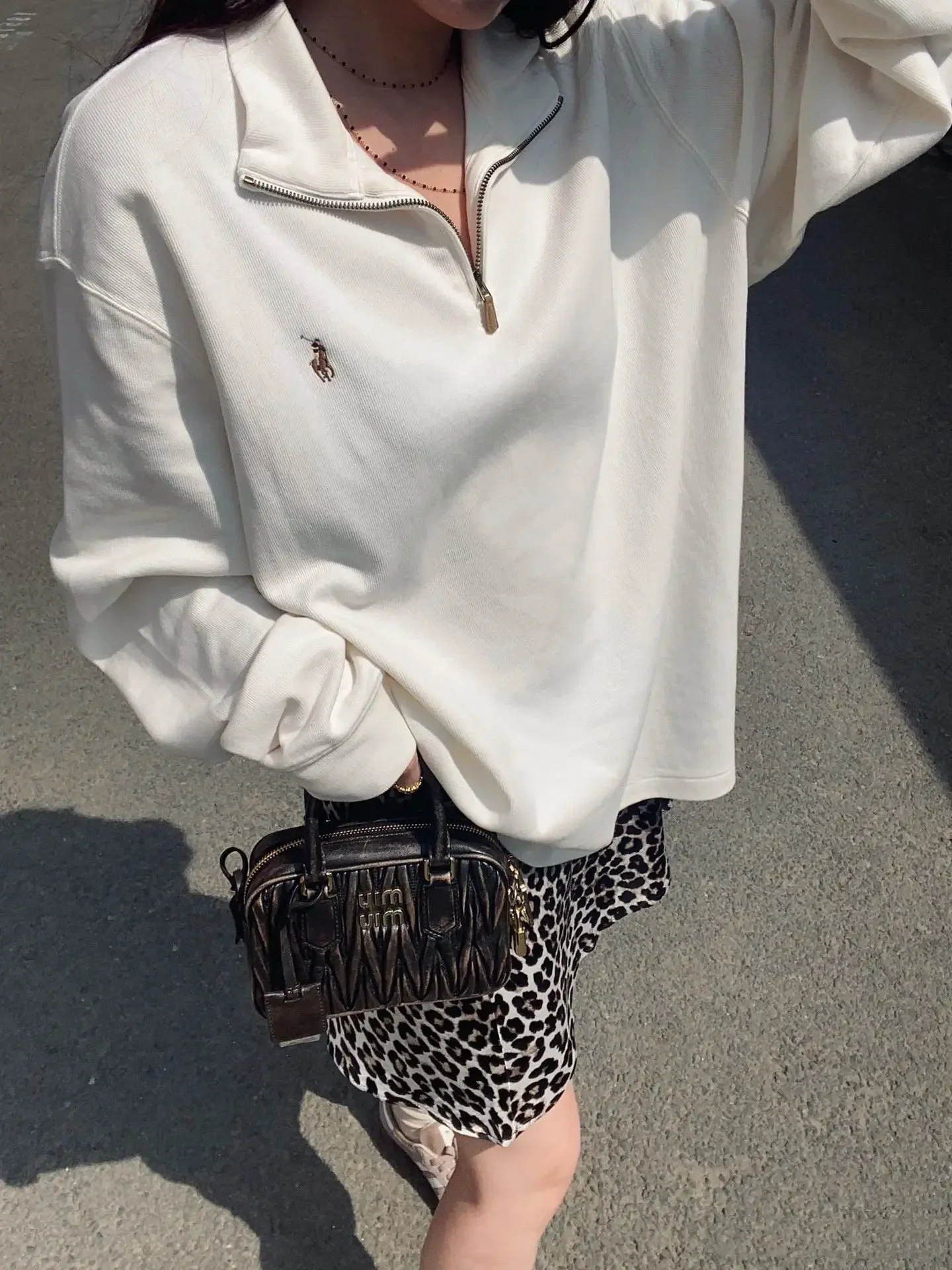 رالف لورين 2024 خريف/شتاء جديد منتصف الطراز القديم نصف سحاب ياقة أمريكية فضفاضة رداء علوي غير رسمي للرجال والنساء ، #3