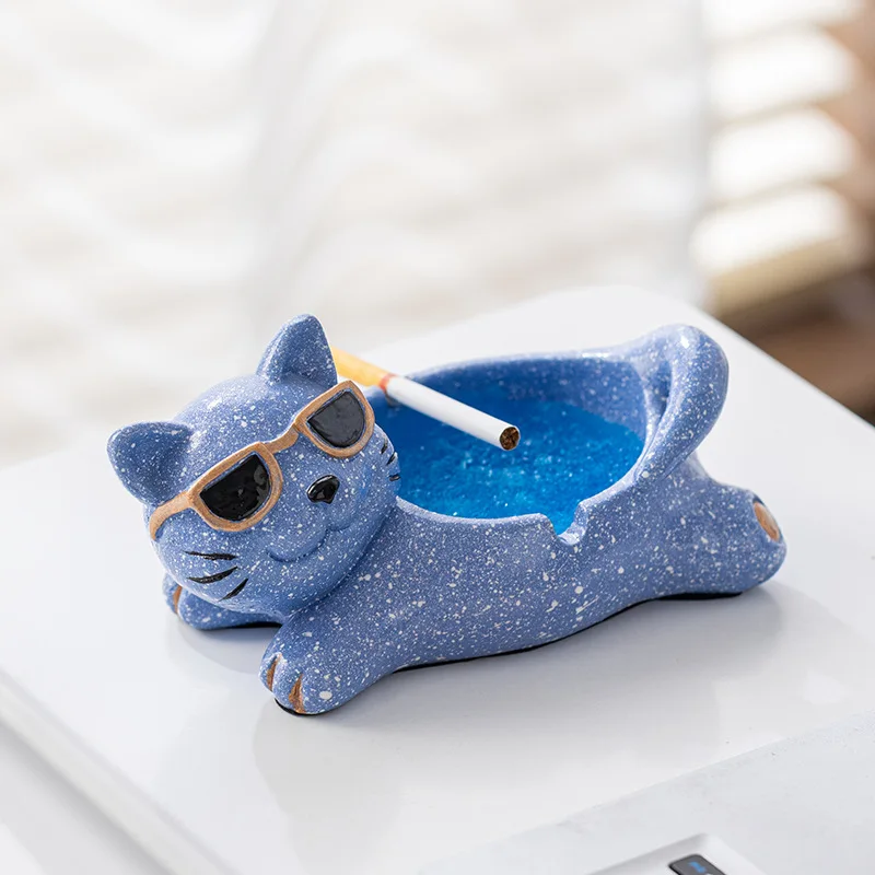 Cute Cat Cigarette Ashtray Indoor Outdoor Ash Holder for Smokers Desktop Smoking Ash Tray Home Office Decoration