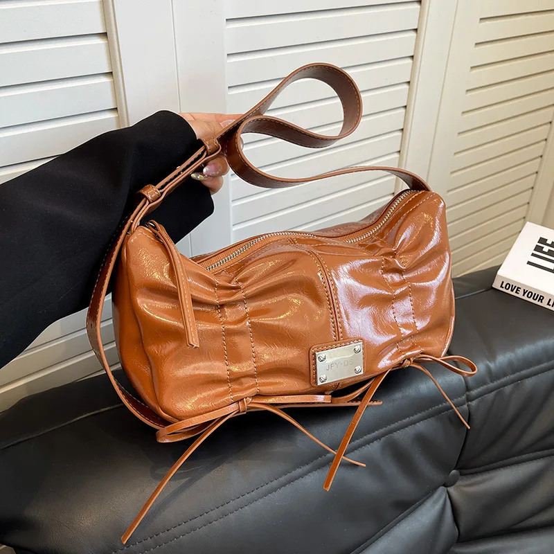 

​Pillow Dumpling Shoulder Bag Crinkle Design Korean Style Women Underarm Purse Minimalist Luxury Vegan Leather Cloud Shape