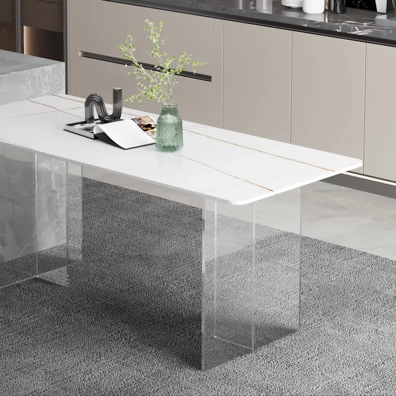 Simple light luxury rock slab dining table acrylic mid-island dining table household multi-person dining table
