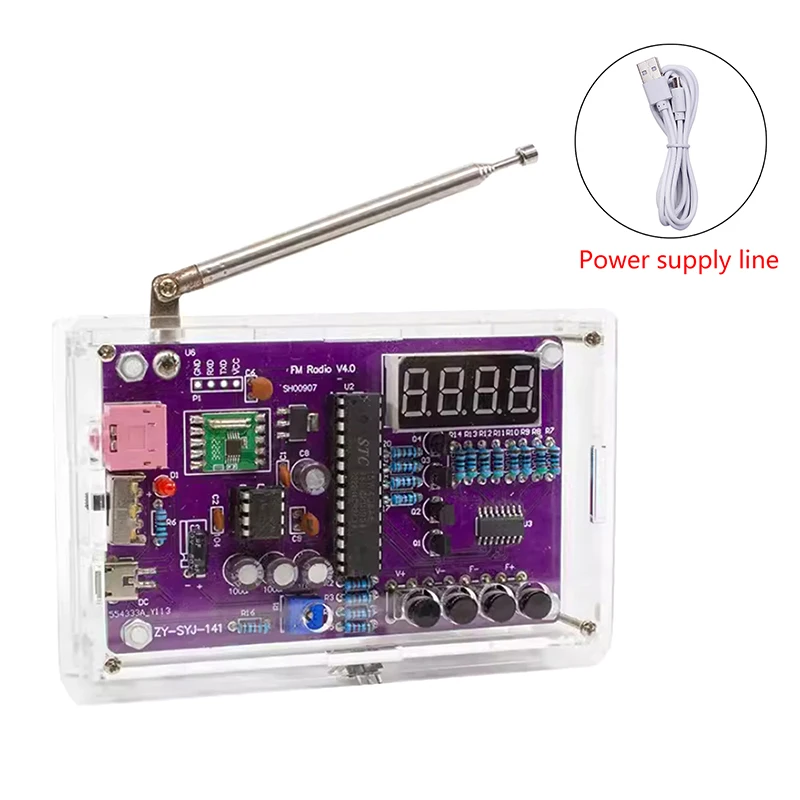 DIY FM Radio Electronic Kit Adjustable Frequency 87-108MHz Digital Display Soldering Project Practice Solder RDA5807S