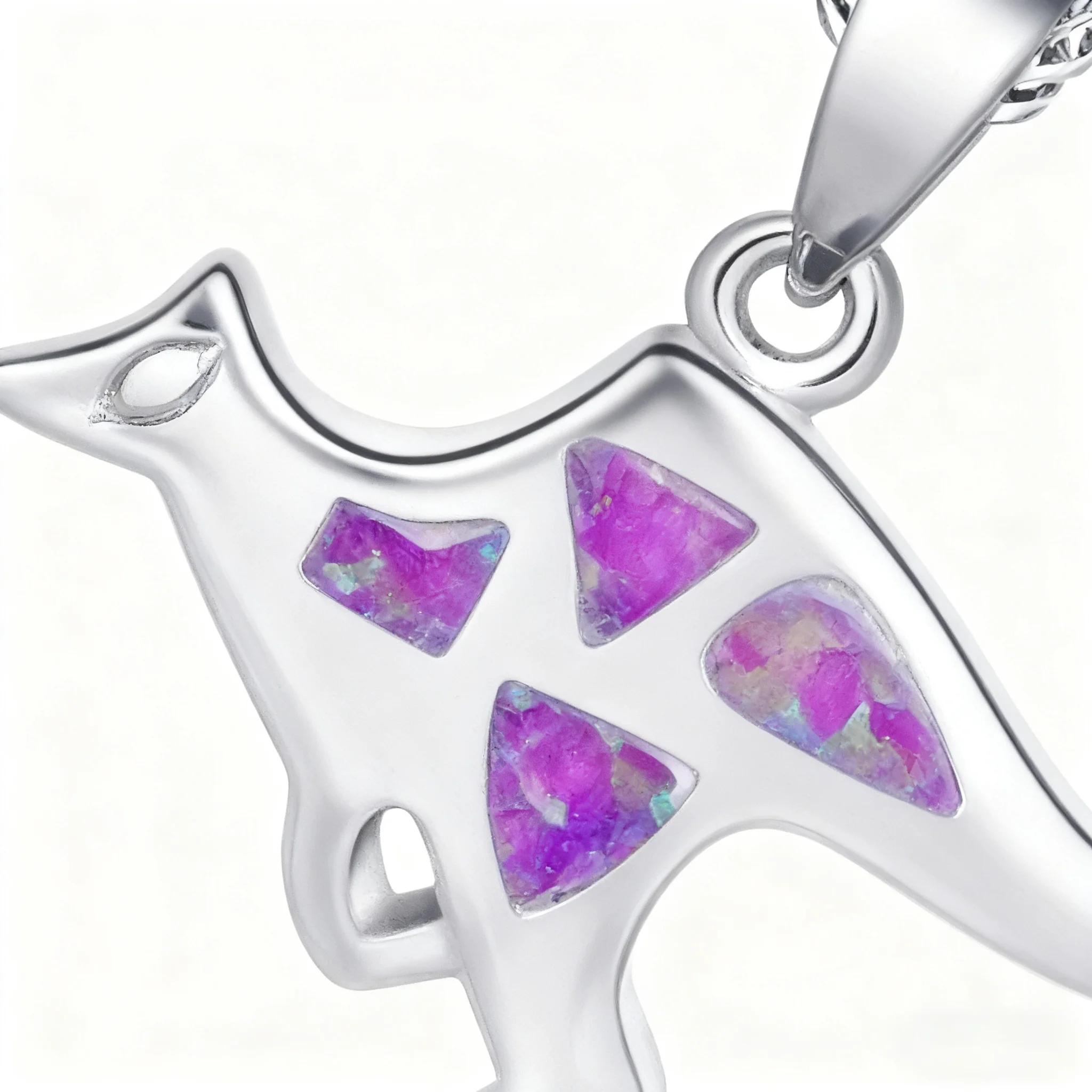 Exquisite Kangaroo Pendant Necklace with Blue Opal, Silver Plated Twisted Chain, Unique Australian Animal Jewelry Gift for Women