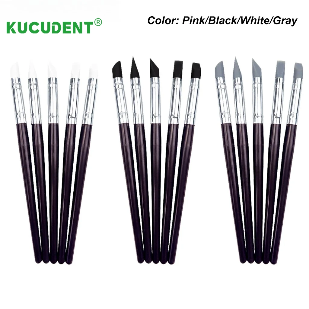 5 قطعة/الحزمة فرشاة الأسنان الراتنج أقلام سيليكون رسومات أظافر فرش تشكيل خط DIY بها بنفسك الرسم مركب الاسمنت الخزف أدوات الأسنان #4