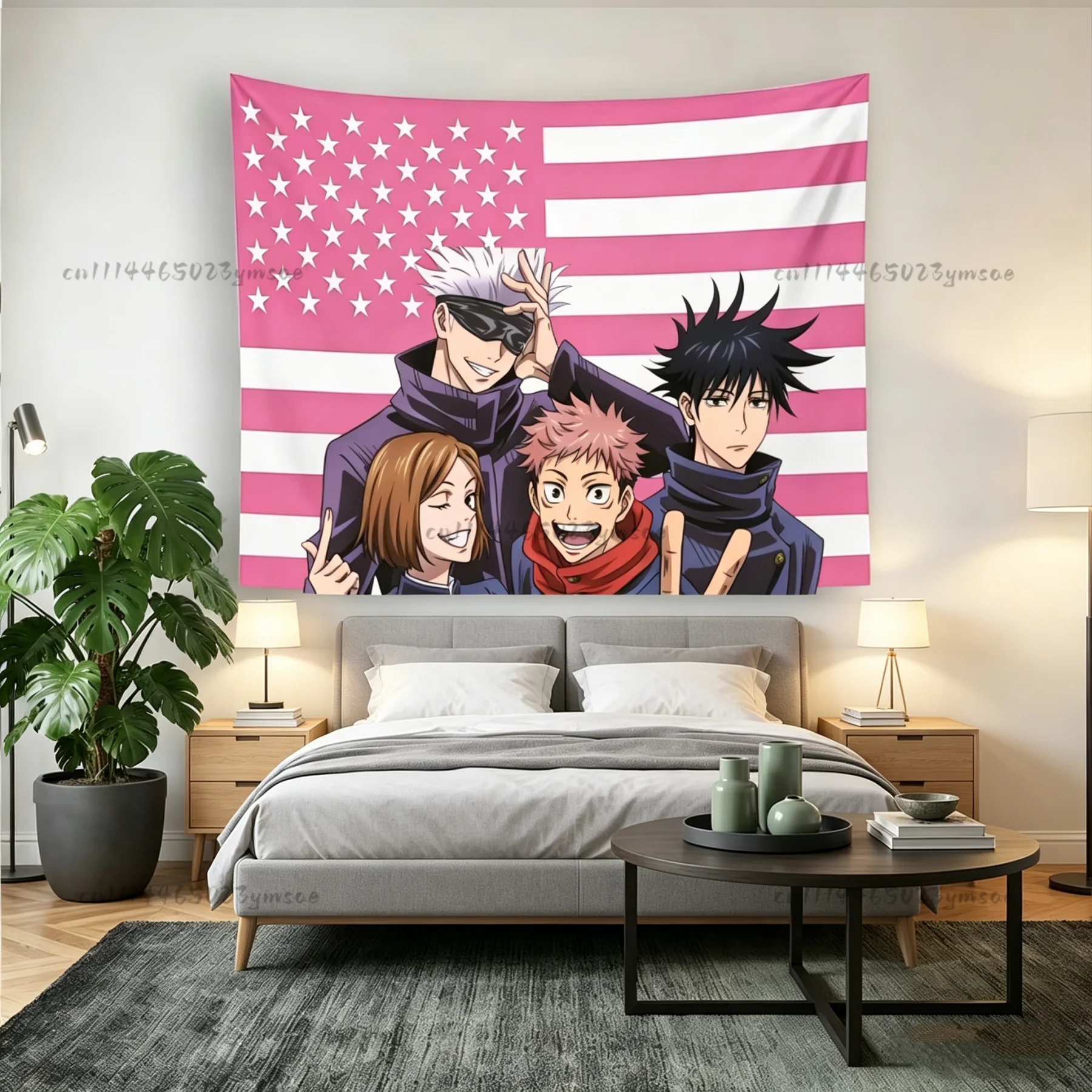Anime Fans Flags J-Jujutsu K-Kaisen Pink American Tapestry Japanese Cute Wall Hanging Cloth for Bedroom Living Room Dorm Banners