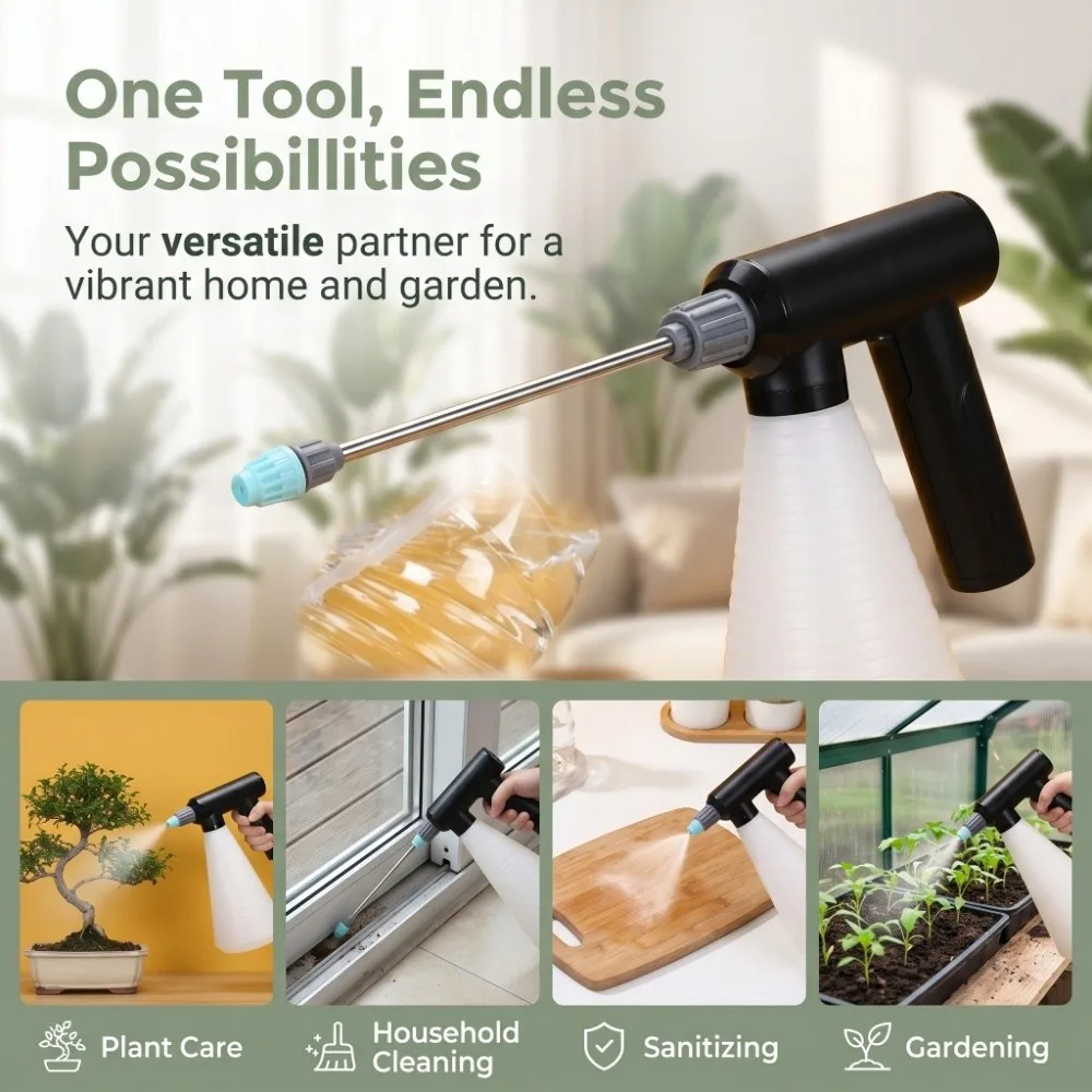 Portable Automatic Spray Bottle Universal Hand-Held Electric Sprayer Adjustable Rechargeable Irrigation Sprayer Outdoor Flower