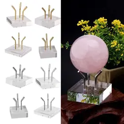 Transparent Crystal Ball Base Jewelry Stand Acrylic Sphere Display Stand Craft Photography Props Mineral Shelf Home Decoration