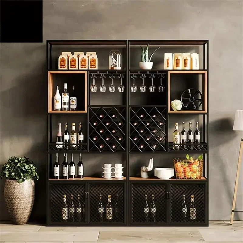 Modern Custom Wooden Luxury Glass Wine Cabinets Wine Rack Commercial Bar Storage Display