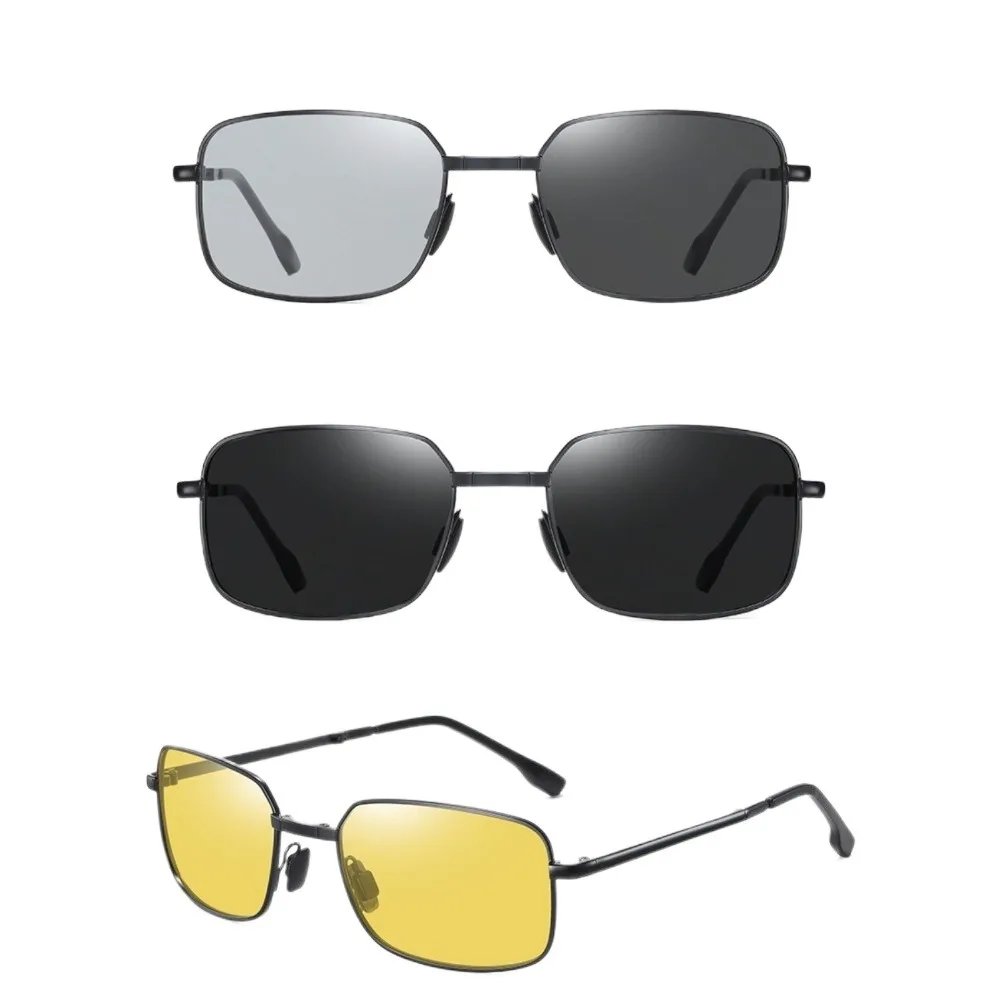 3PC Mode Klapp Photochrome Sonnenbrille Outdoor Polarisierte Fahren Sonnenbrille Fahren mit Legierung Rahmen Quadratische Gläser für Männer – Detail 9