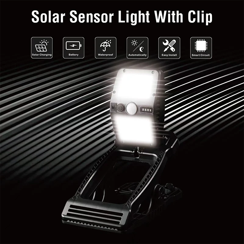 Clip On Solar Motion Lights Outdoor Waterproof,Solar Fence Lights Outside with 100 LEDs, Portable Solar Powered Security Light