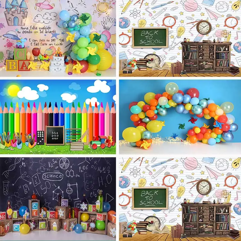 Back to School Birthday Party Backdrops For Cake Smash Photography Photographic Students Backgrounds For Photos Studio Props