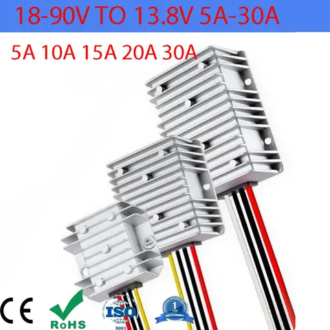 24V 48V 60V 72V से 13.8V 5A 10A 15A 20A 30A DC-DC स्टेप डाउन कनवर्टर 18V-90V स्टेबलाइजर बक मॉड्यूल वोल्टेज रेगुलेटर कारों के लिए 10 best sales डीसी से डीसी - №7