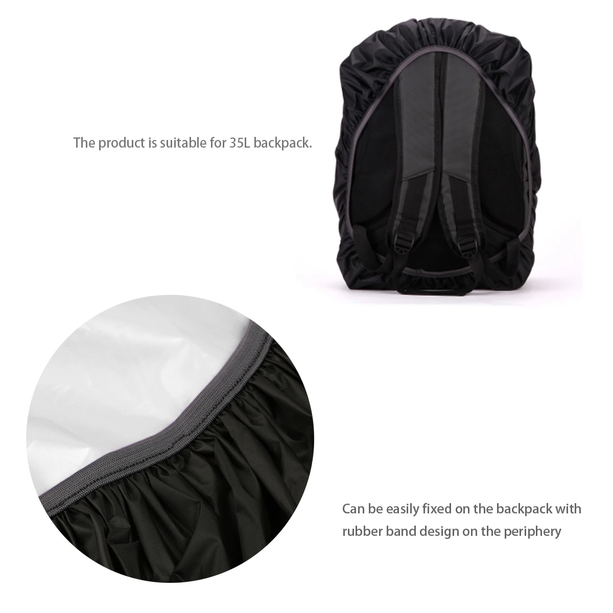 

Waterproof Laptop Bag Cover 35L Black 48x32x20cm Outdoor Travel Riding Climbing Dust Mud Proof Portable Lightweight Pack Cover