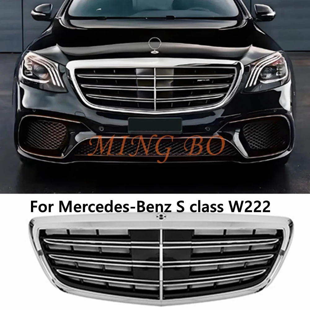 For Mercedes-Benz W222 S-Class 2014 2015 2016 2017 2018 2019 2020 With Grille Front Racing Facelift  Upper Grill