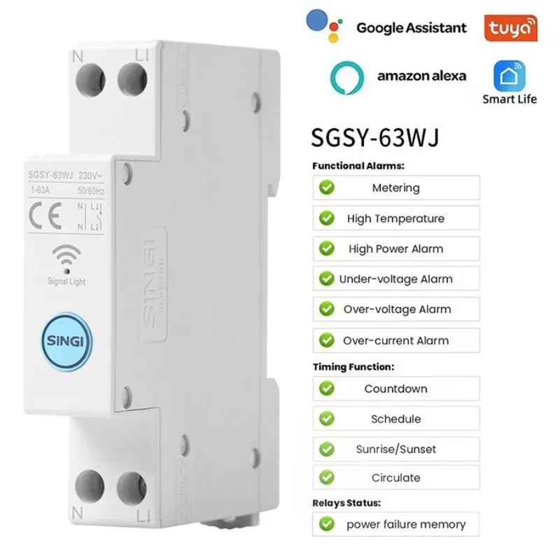 

Умный Wi-Fi автоматический выключатель с поддержкой дистанционного управления Tuya