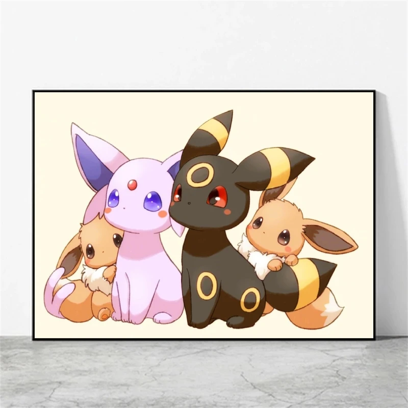 Canvas Poster Pokemon Eevee Family Birthday Gift Children's Bedroom Decor Living Room Wall Decor Modular Print Classic