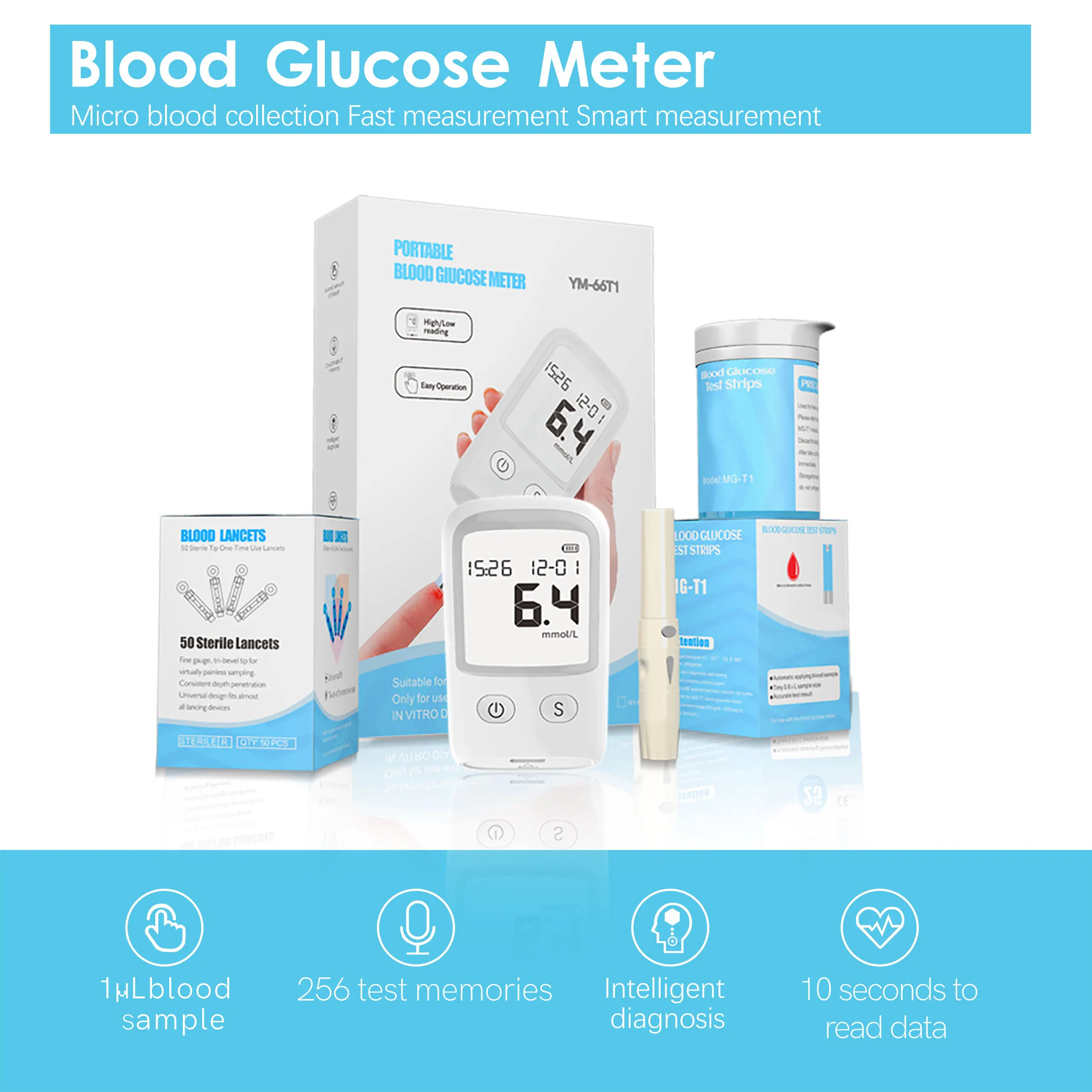 

Freestyle Libre blood glucose test paper and Lancet set, blood glucose monitor can quickly and accurately measure blood glucose