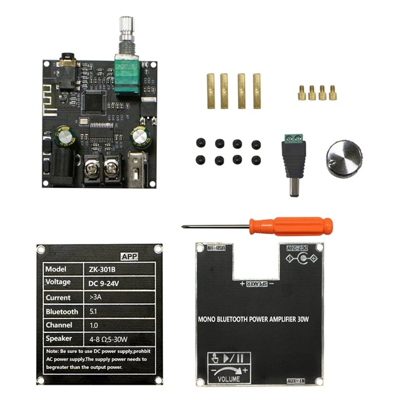 ZK-301B Płytka wzmacniacza Bluetooth Pojedynczy dźwięk 30W Moduł wzmacniacza mocy audio Bluetooth Domowe akcesoria wideo