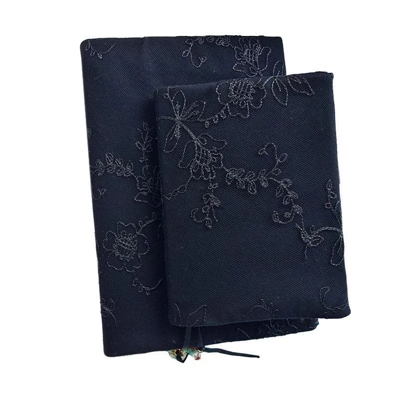 【Black Flowers\' Originele Handgemaakte A5a6 Notebook Covers Beschermer Boek Mouw Vervaardigde Stof Producten Dagboek Omslag, In Voorraad