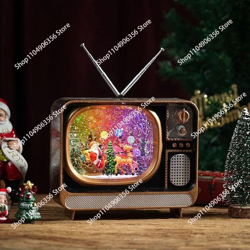 Christmas decorations Interior resin TV Ferris wheel rotating desktop ornaments Window decoration