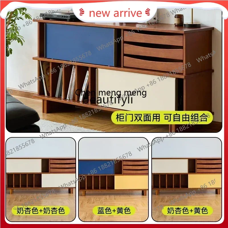 

SS new styleMedieval, retro solid wood side cabinet, living room storage drawer cabinet sliding door dining side cabinetss 7486