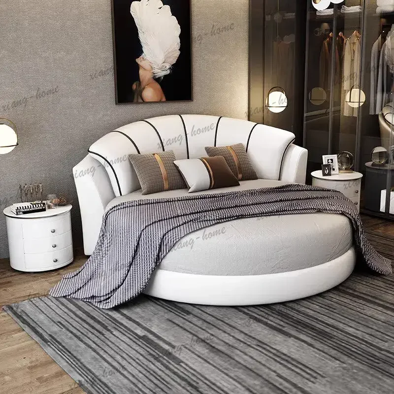 LSMinimalist Frames Queen Bed Fancy Luxury 200x200m Storage Lounge Bed Two Persons 2.2m Muebles Para El Hogar Home Accessories