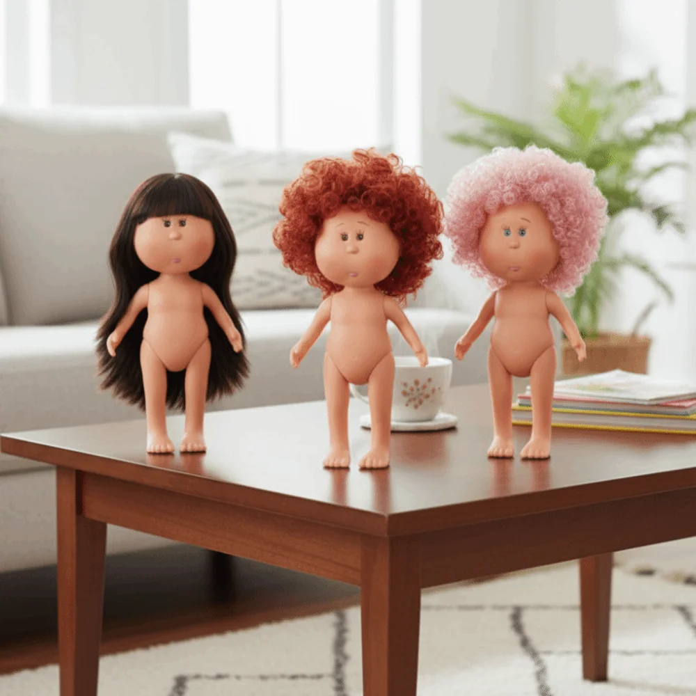 ตุ๊กตาไวนิลผมหยิก 24 ซม. ตาโต ผิวสีเข้ม แต่งตัวได้ ตุ๊กตา Mia Potato ขยับได้ 24 ซม. ฟิกเกอร์แอคชั่น ตุ๊กตาพร้อมอุปกรณ์เสริม