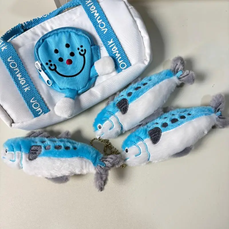 

Cute Cartoon Simulated Mackerel Doll Pendant Plush Keychain Ornament Fish Stuffed Doll Key Ring Backpack Bag Decoration Kid Gift