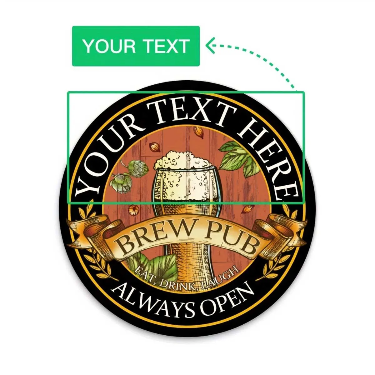 Vintage Metal Tin Sign 2D Flat Round Pub Brew Custom Home Decor