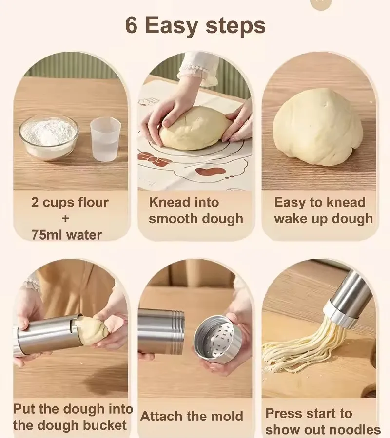 신형 1500mAh 휴대용 전기 국수 기계 가정용 자동 반죽 프레스 기계 무선 국수 기계