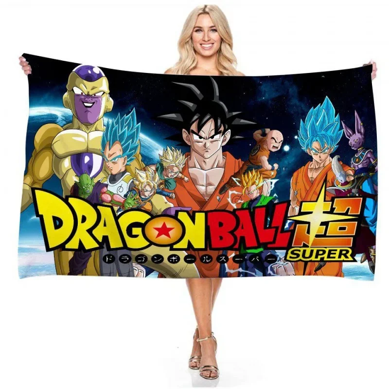 Dragon Ball Z Son-Goku Bath Towel Vegeta Anime Cartoon Shower Beach Towel Blanket 3D Printed Quick Dry Microfiber Washcloth Gift