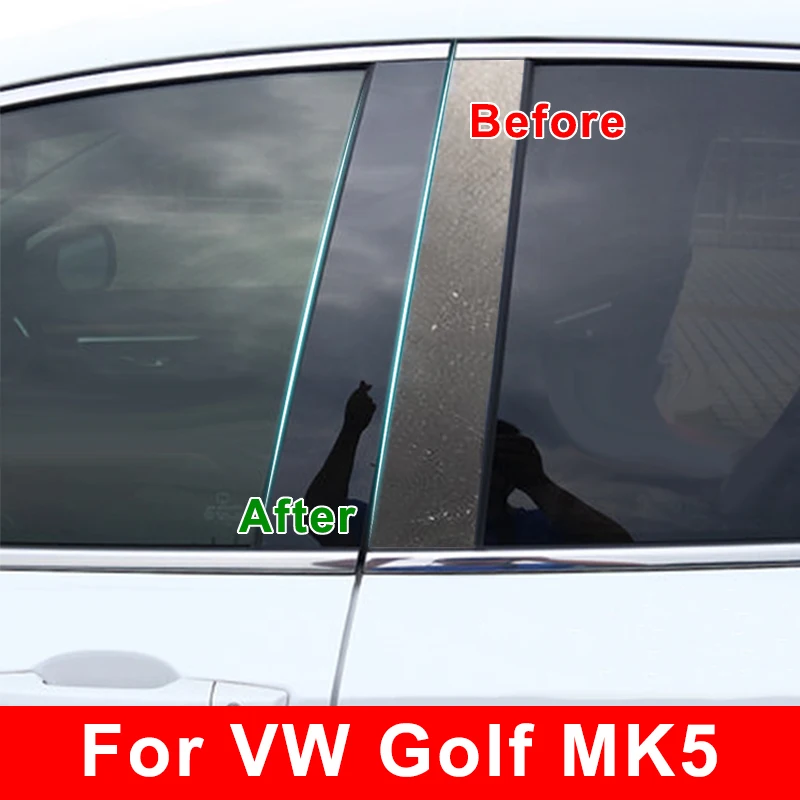 Car Door Pillar Cover Trim Sticker For Volkswagen VW Golf 5 MK5 GTI B C Pillar Posts Accsesories