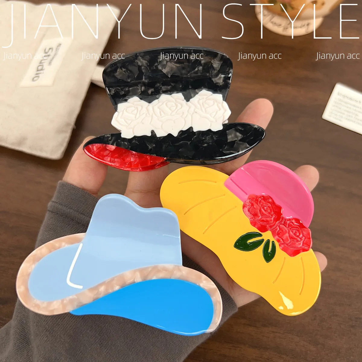 NEW Retro Party Hat Hair Claw Ladies and Gentlemen Eco-Friendly Material Hair Claw Clips Hair Accessories for Women Girls