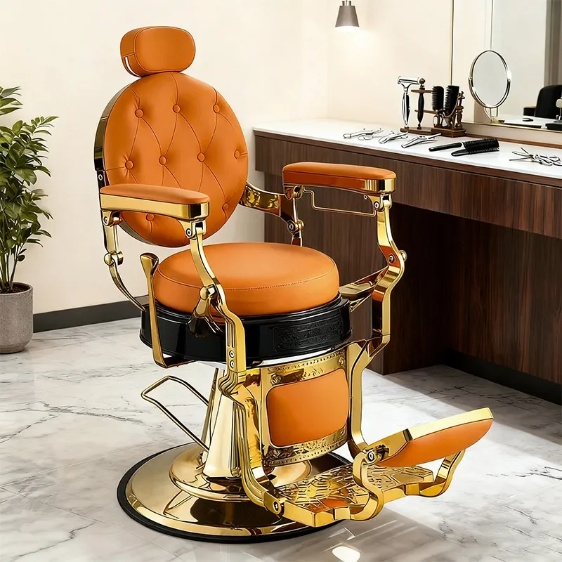 Professional Reclining Barber Chair Space Saving Modern Salon Chair Luxury Commercial Silla Barbero Barbershop Equipment