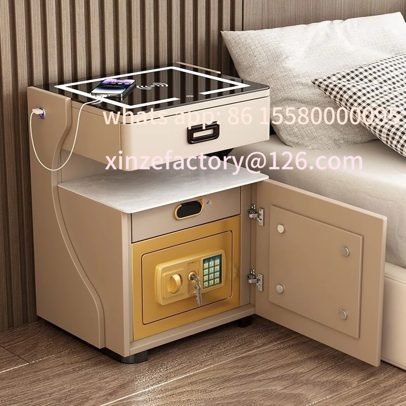 

Customizable household bedside table safe integrated