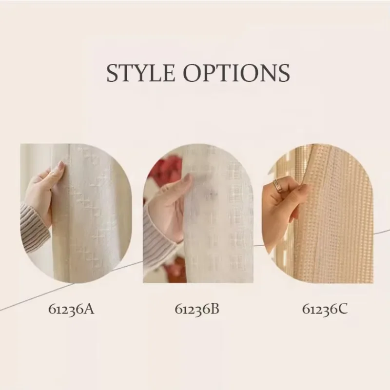 Customized Waffle Check Jacquard Luxury Curtains For Livingroom And Bedroom Triple French Pleated Luxury Sheer Curtains