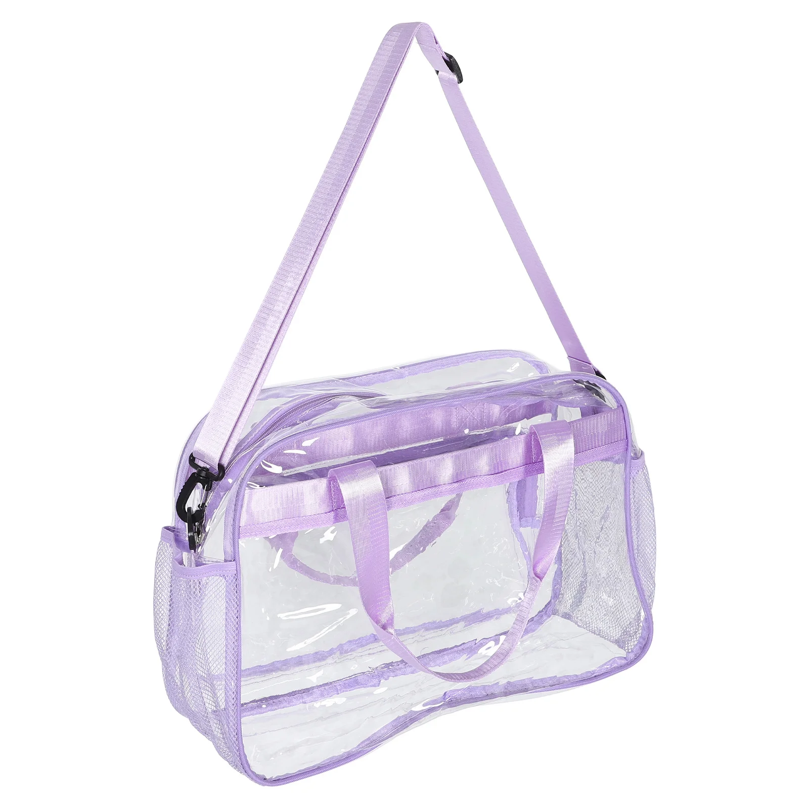 Large Capacity Transparent Tote Bag for Women PVC Clear Gym Travel Handbag Crossbody Organizer for Work Stadium Makeup