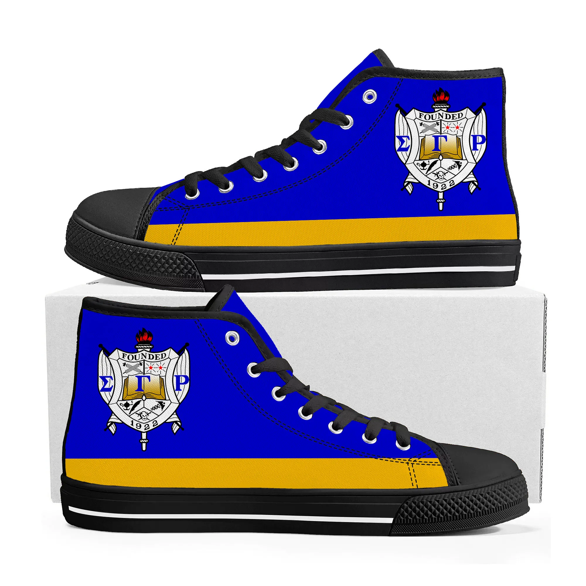 Rho Sorority ΣΓP 1922 High Top Sneakers Sigma Gamma Mens Womens Teenager Canvas Sneaker Casual Custom Made Shoes Customize Shoe