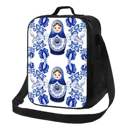 Custom Matryoshka Doll Russia Insulated Lunch Tote Bag for Russian Folk Art Resuable Cooler Thermal Food Lunch Box Work School