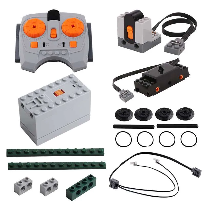 Technical Parts Train Motor 88002 MOC Pack Power Functions Battery Box Tracks Top Base Plate for Legoeds EV3 91994 74784 2871