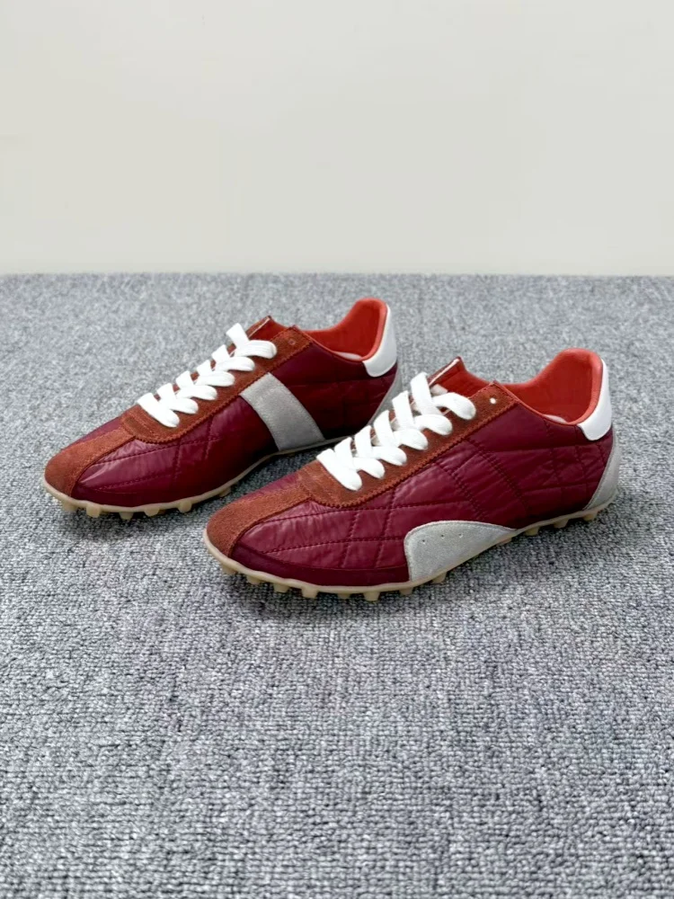 

Genuine Leather Retro Sle Women's Sneakers Breathable Comfortable Lace-Up Casual oes Spor Vintage Worn-In Look