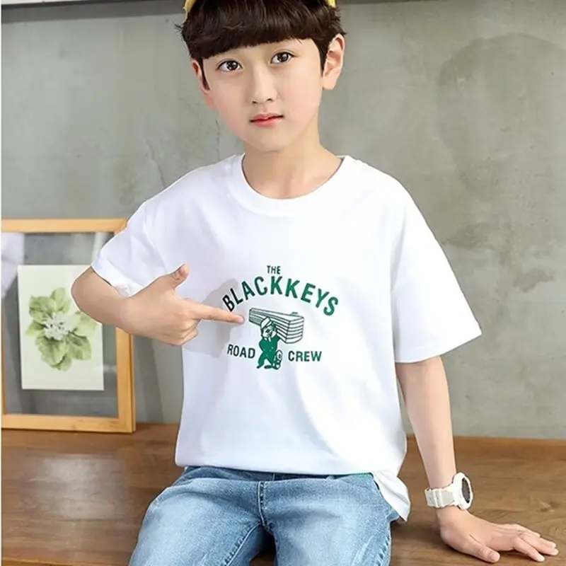 Round Neck Casual All-match Five-point Sleeve Summer T-shirt Trendy Children's Clothing New Temperament Fashion Loose Ins