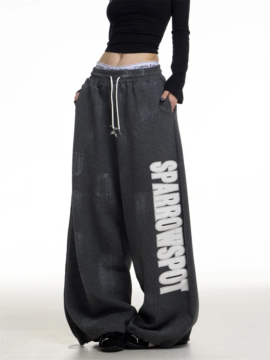 

Женские повседневные спортивные брюки Onlpp American Sle в стиле ретро с принтом, осенне-зимние, новые, свободные, широкие, с эффектом похудения