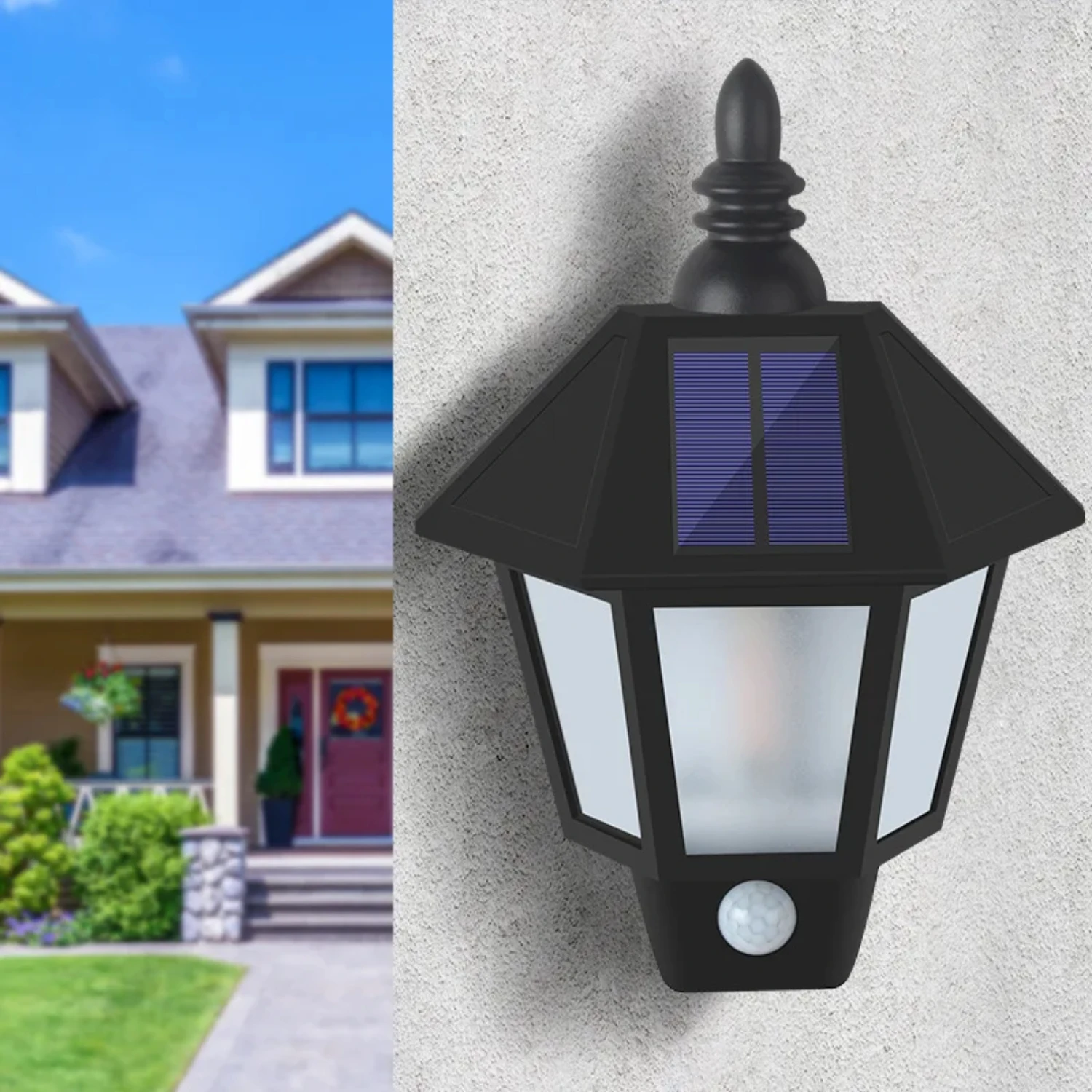 New Bright and energy-saving dual color waterproof solar external wall lamp with human sensing light control - perfect for garde