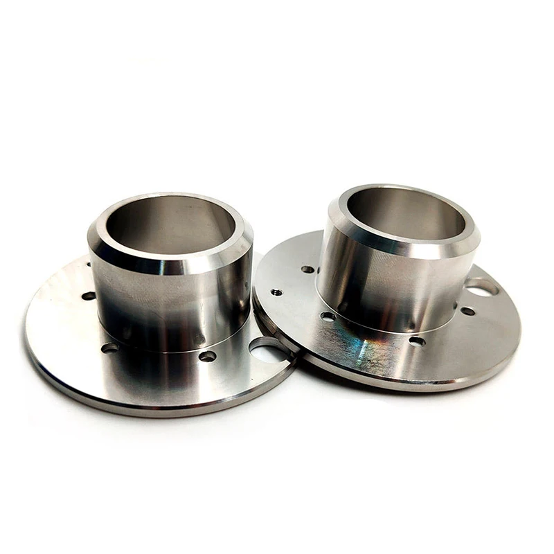304 Stainless Steel CNC Turning Flange Sleeve Mirror Polished Locating Bushing With Mount Holes Custom Machined Parts