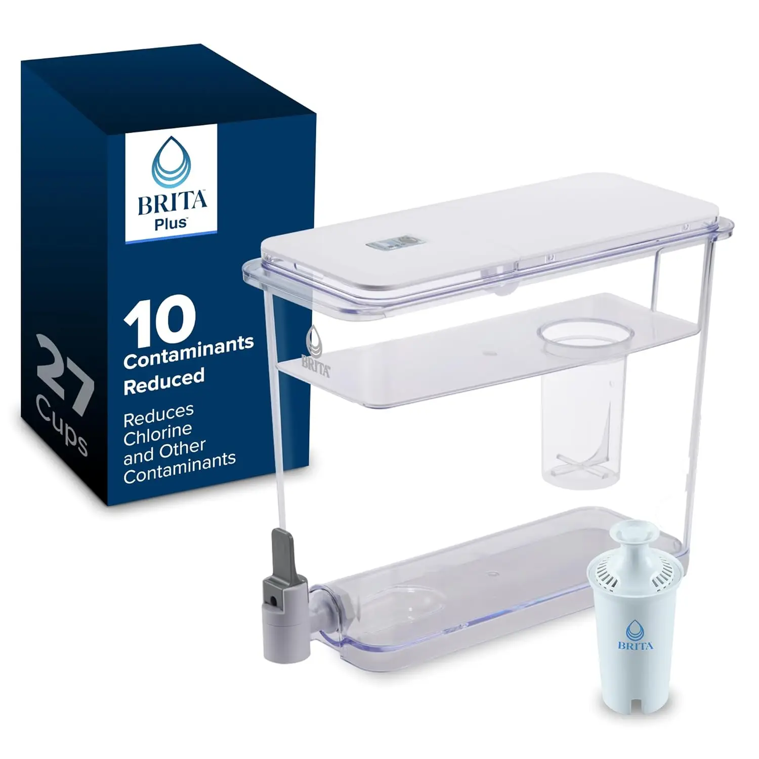 

Large Water Dispenser with Filter, 27 Cup Capacity, White Color, Package May Vary