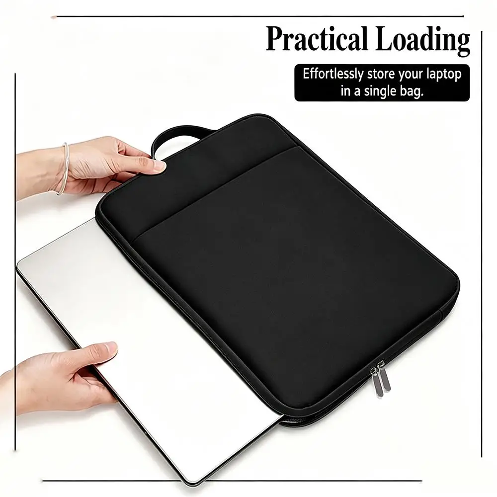 PU Leather Laptop Bag 15.6 Inch Shockproof Sleeve with Handle Water-Resistant Scratch-Proof Case for Notebook Two Color Options