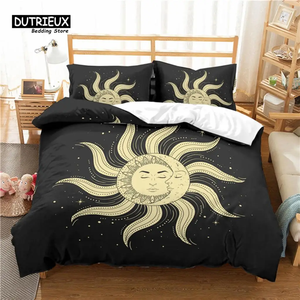 Luxury 3D Sun And Moon Print Home Living Comfortable Duvet Cover Pillowcase Kid Bedding Set Queen and King EU/US/AU/UK Size