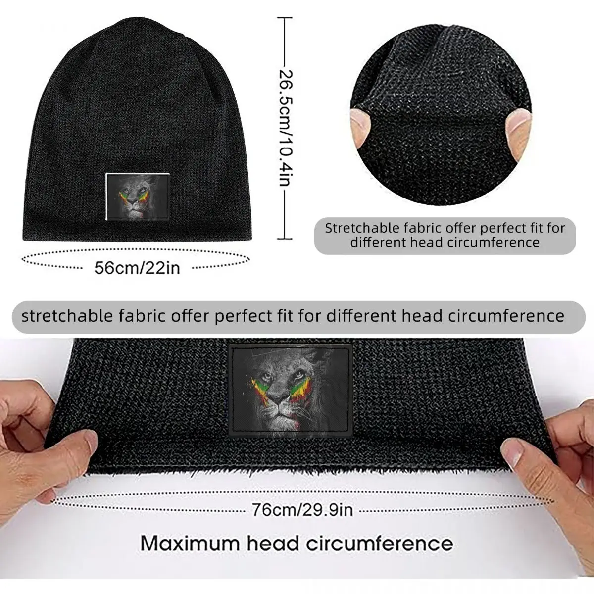 Rastafarian Amaiquina Reggae Rasta Lion Street Skullies Warm Fleece-Lined Cap Hip Hop Bonnet Hat Autumn Winter  Beanies Hats view 5