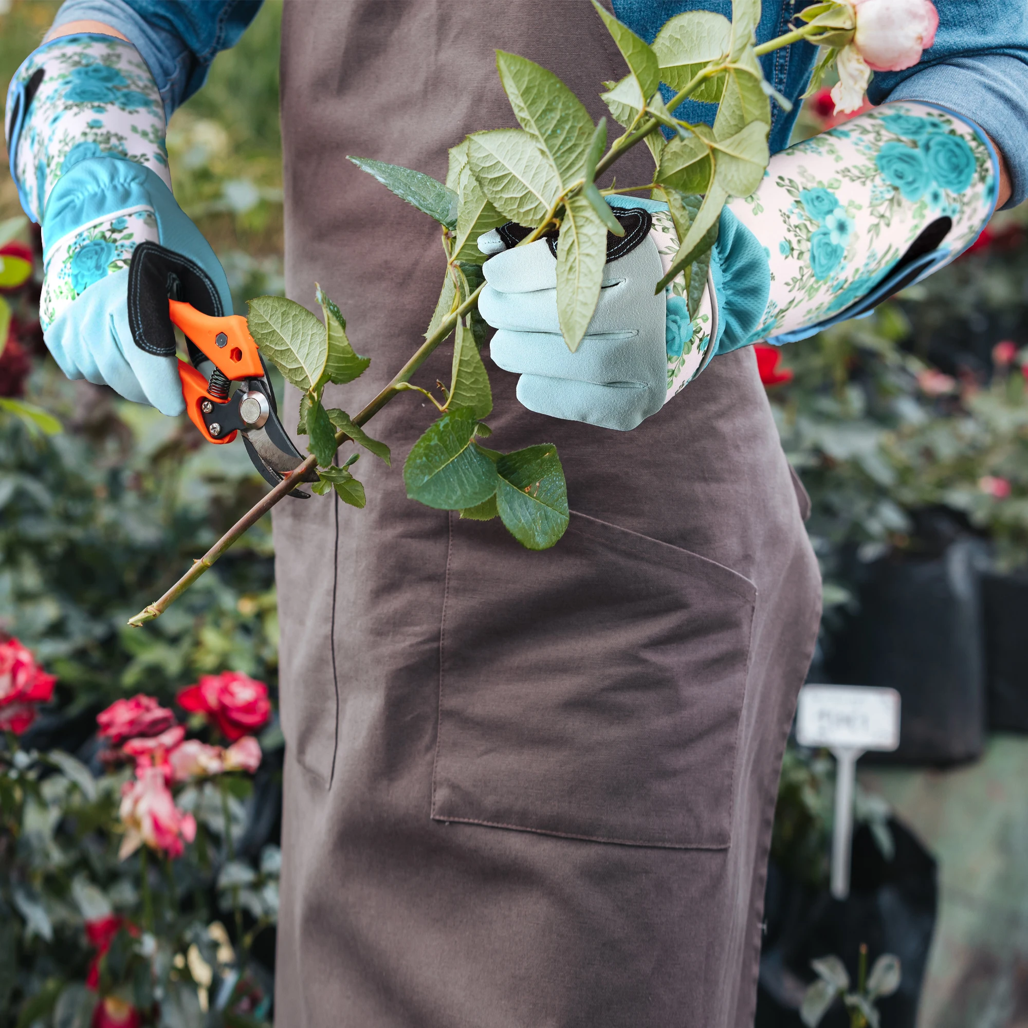 1 Pair Long Gardening Gloves Thorn Proof Gauntlet Gloves with Anti-Scratch & Anti-Puncture for Pruning Weeding Outdoor Gardening