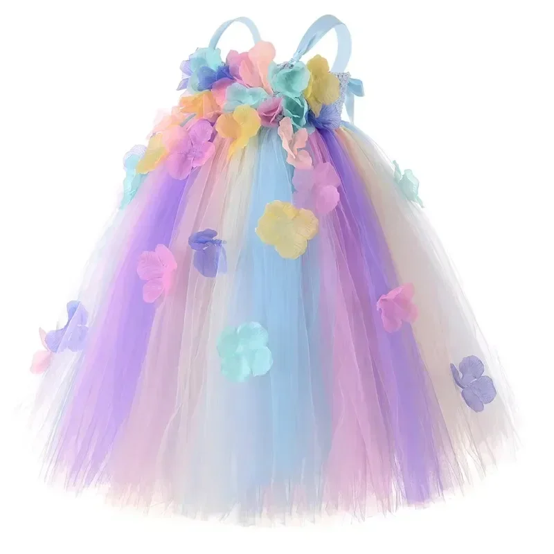 Flower Girl Dress Kids Horse Costume Colorful Wedding Gown Birthday Party Clothes Children Unicorn Tutu Dress